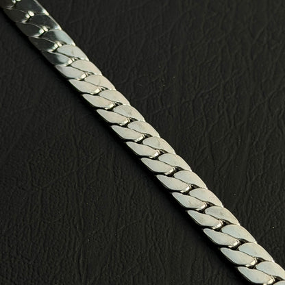 7mm Silver Italian Curb Link Neck Chain For Men