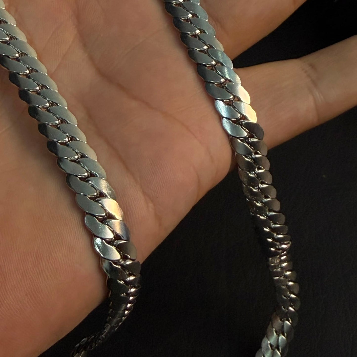 9mm Silver Italian Curb Link Neck Chain For Men