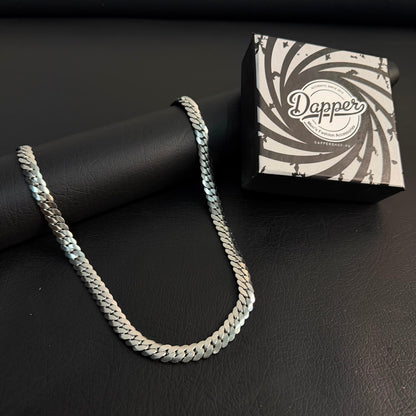 9mm Silver Italian Curb Link Neck Chain For Men