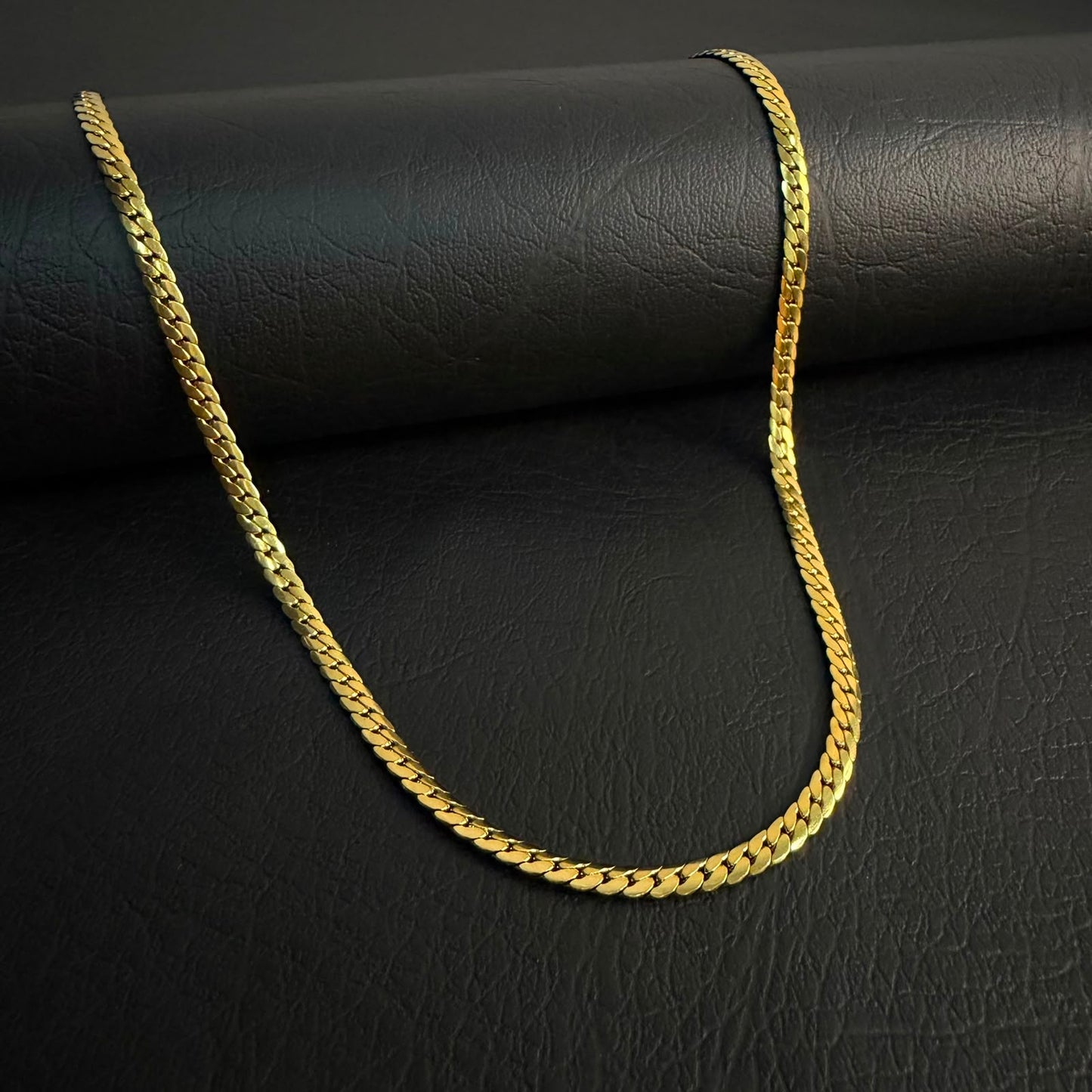 3mm Golden Italian Curb Link Neck Chain For Men