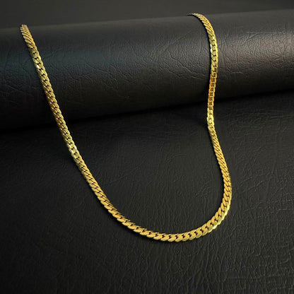 3mm Golden Italian Curb Link Neck Chain For Men