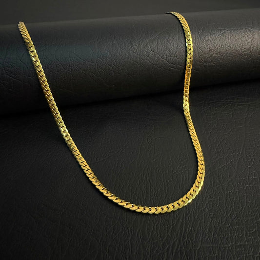 3mm Golden Italian Curb Link Neck Chain For Men