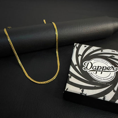 3mm Golden Italian Curb Link Neck Chain For Men