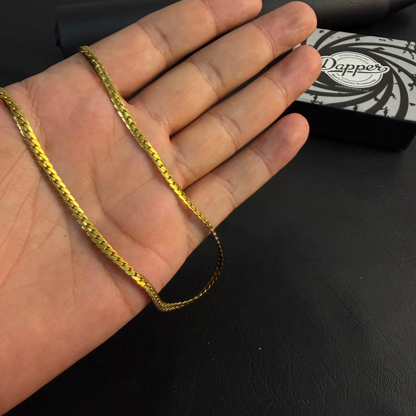 3mm Golden Italian Curb Link Neck Chain For Men