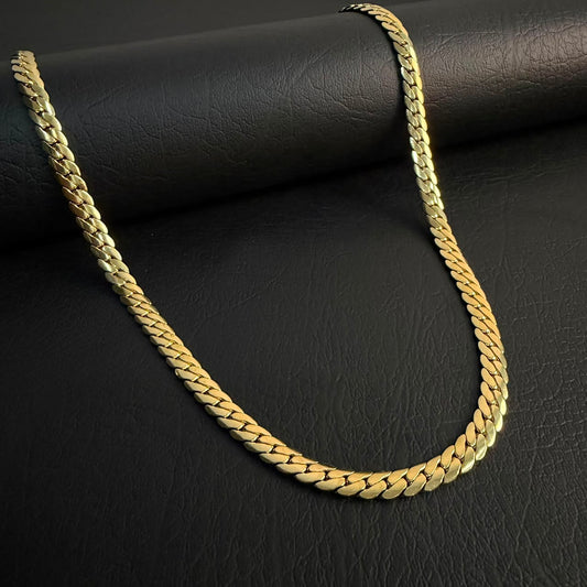 7mm Golden Italian Curb Link Neck Chain For Men
