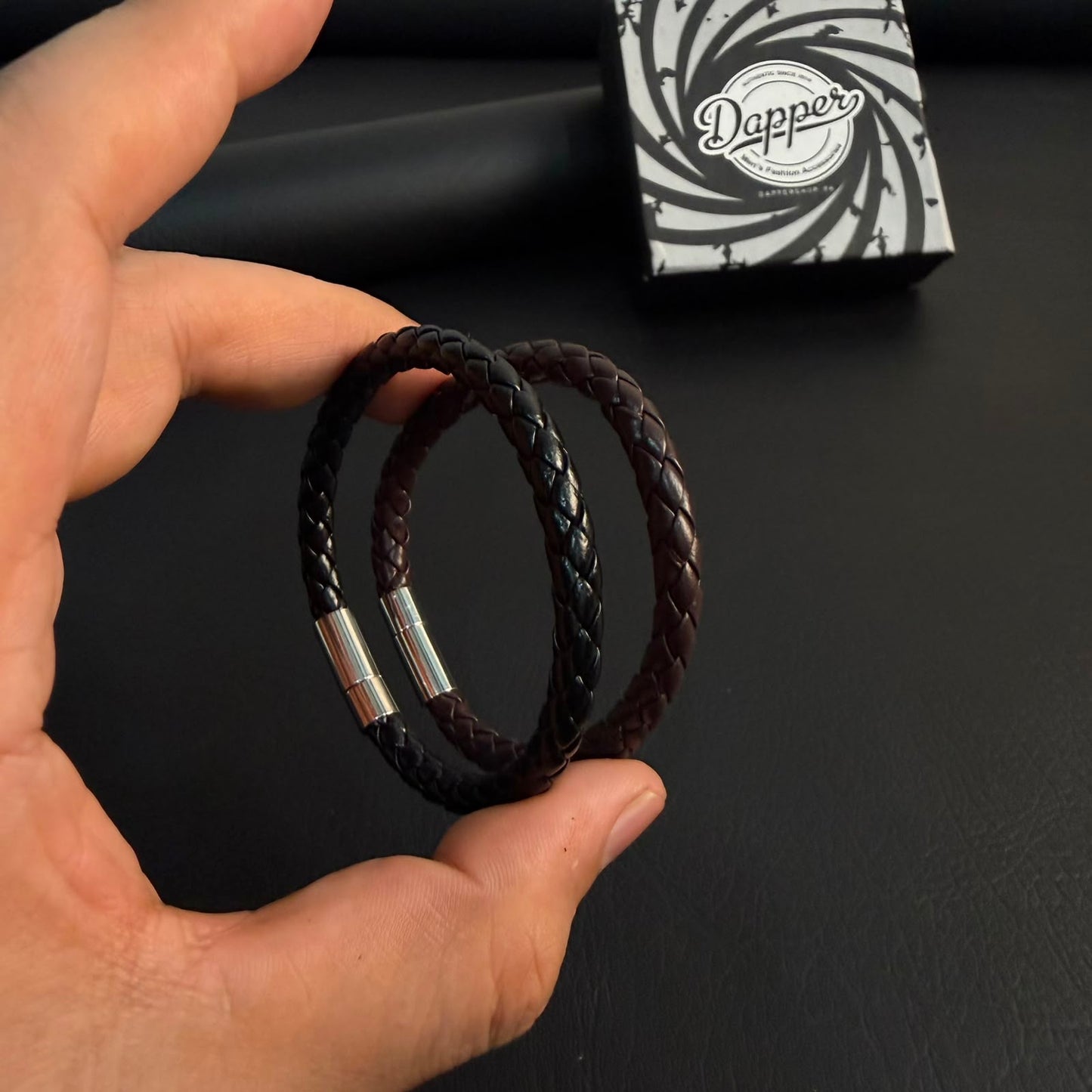Sleek Cord Leather Bracelets For Men - Pack of 2