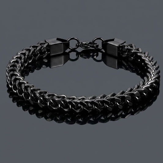 316-Stainless Steel Franco Chain Bracelet – Black