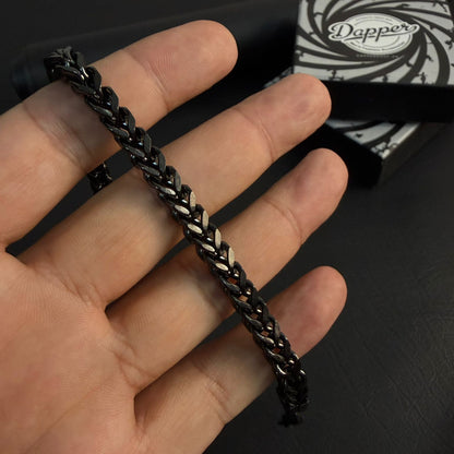 316-Stainless Steel Franco Chain Bracelet – Black