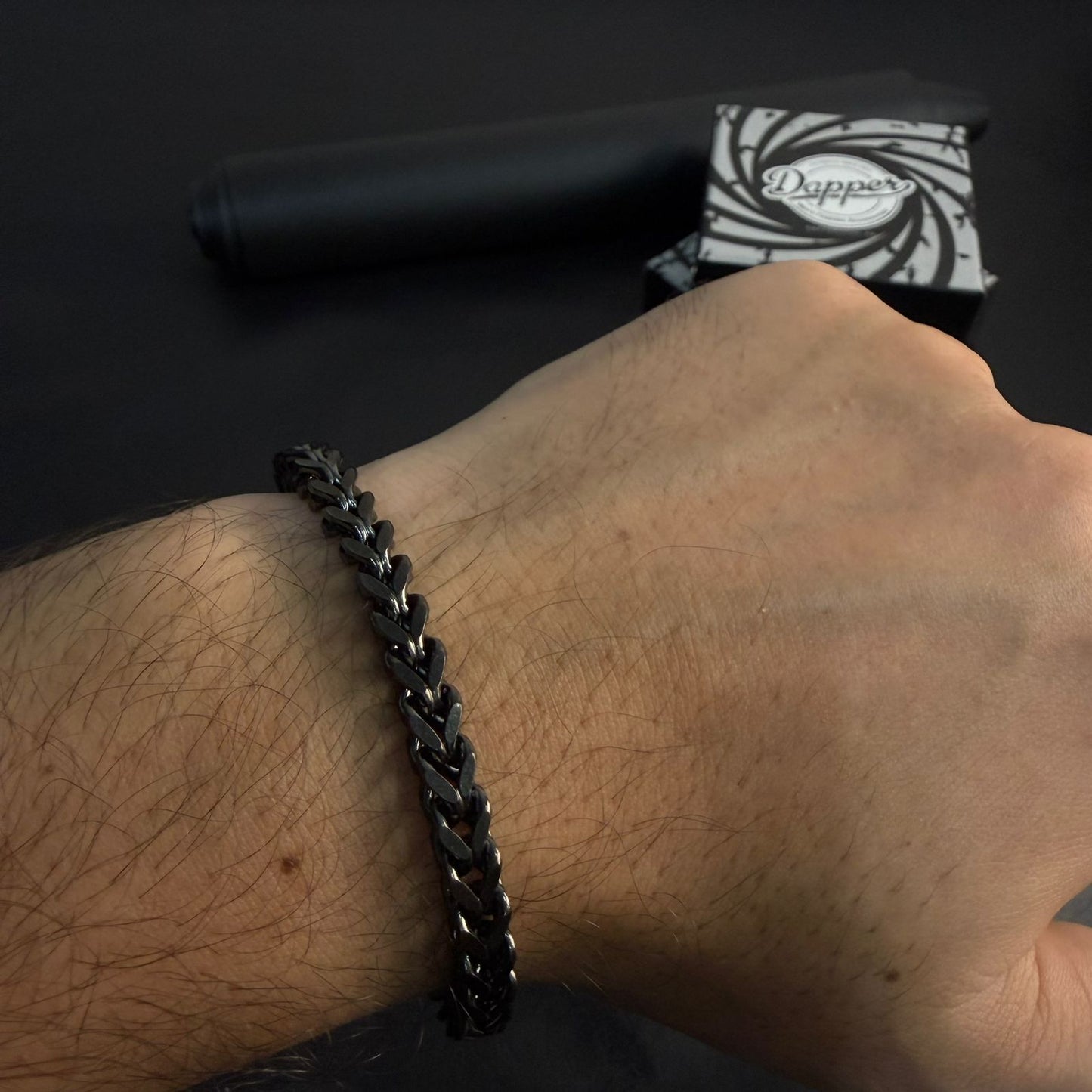 316-Stainless Steel Franco Chain Bracelet – Black
