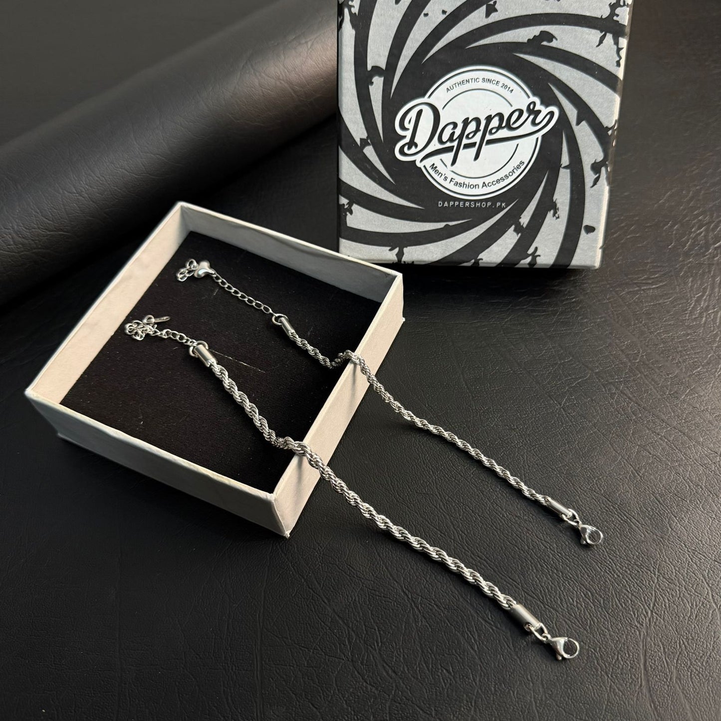 Rope Chain Couple Bracelets – 316L Stainless Steel, Set of 2 (His & Hers)