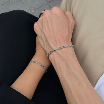 Rope Chain Couple Bracelets – 316L Stainless Steel, Set of 2 (His & Hers)