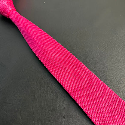 Premium Bright Pink Pointed Knitted Tie For Men (Magenta)