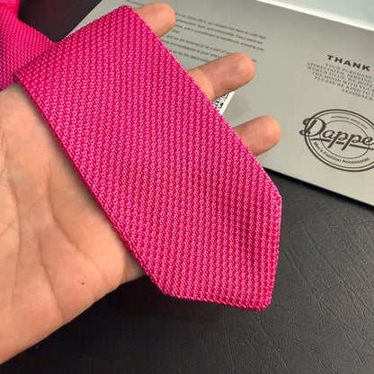 Premium Bright Pink Pointed Knitted Tie For Men (Magenta)
