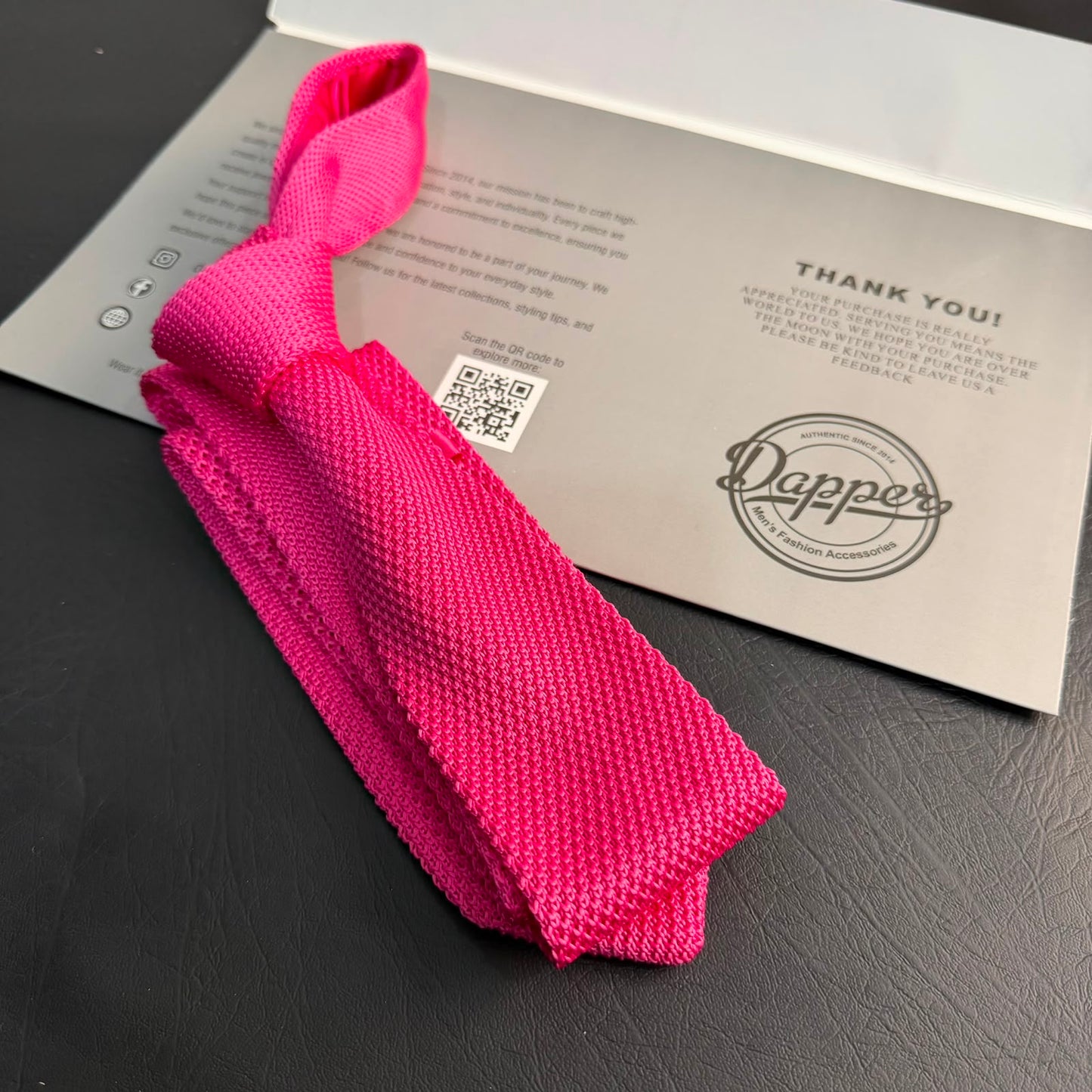 Premium Bright Pink Pointed Knitted Tie For Men (Magenta)