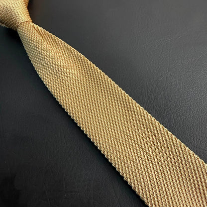 Premium Beige Tan Pointed Knitted Tie For Men (Light Camel)