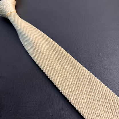 Premium Ivory Pointed Knitted Tie For Men (Off White)