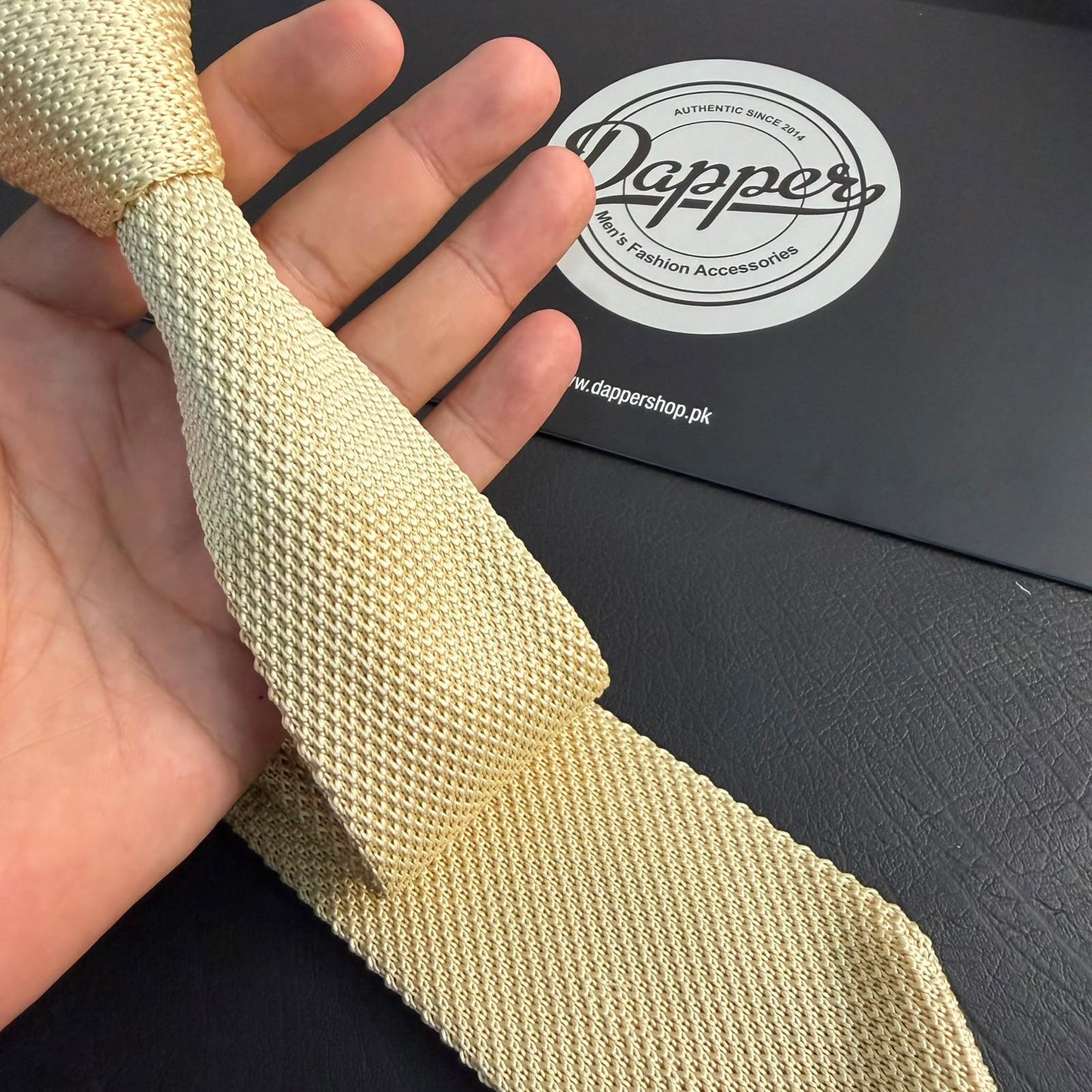 Premium Ivory Pointed Knitted Tie For Men (Off White)