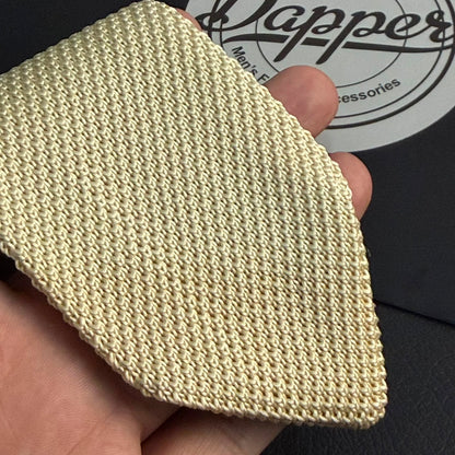 Premium Ivory Pointed Knitted Tie For Men (Off White)