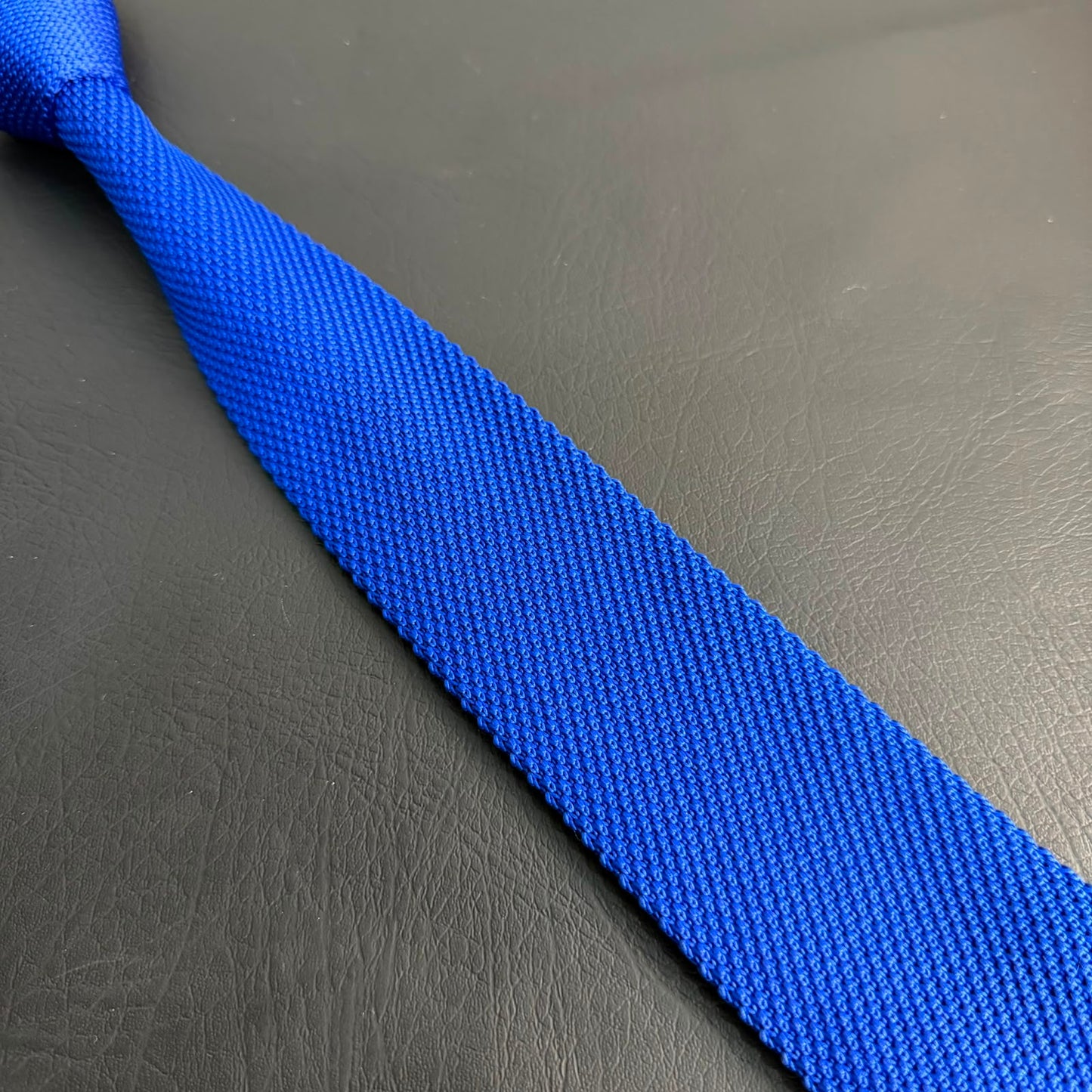 Premium Royal Blue Pointed Knitted Tie For Men