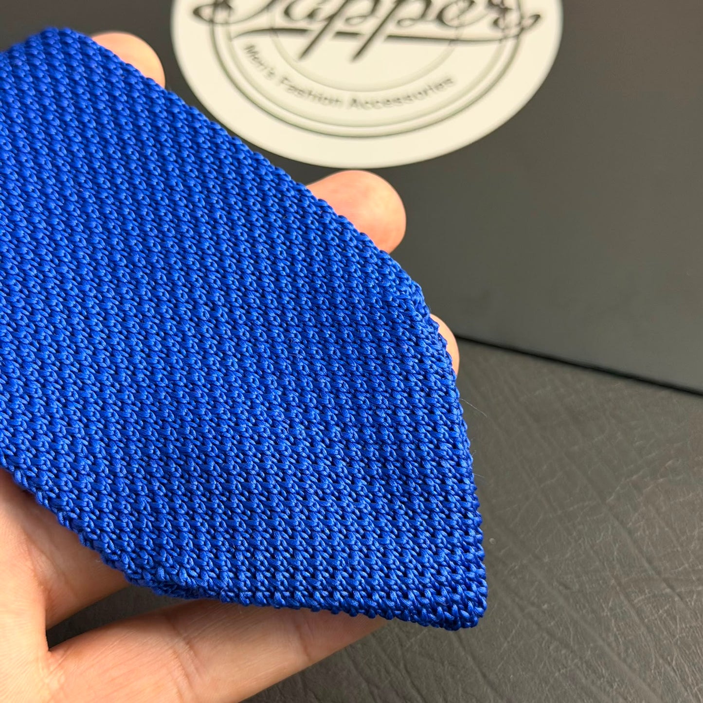 Premium Royal Blue Pointed Knitted Tie For Men