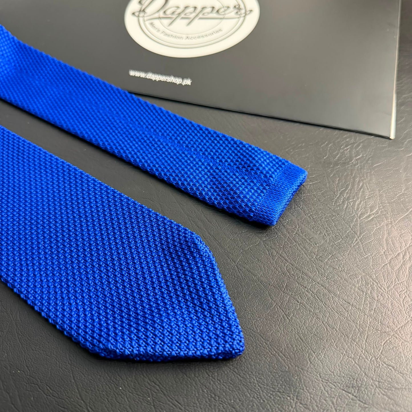 Premium Royal Blue Pointed Knitted Tie For Men