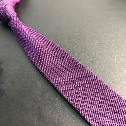 Premium Deep Plum Pointed Knitted Tie For Men (Eggplant)