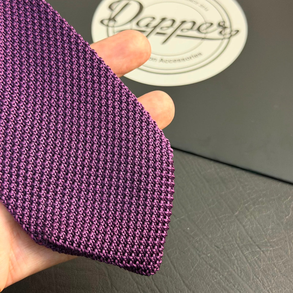 Premium Deep Plum Pointed Knitted Tie For Men (Eggplant)