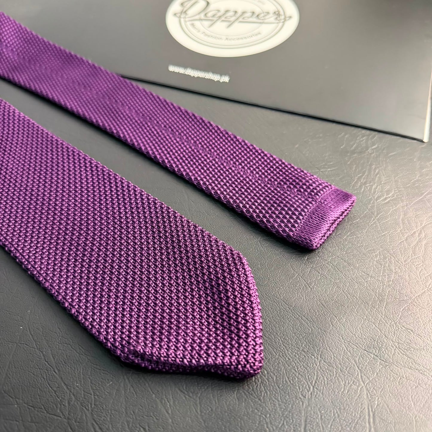 Premium Deep Plum Pointed Knitted Tie For Men (Eggplant)