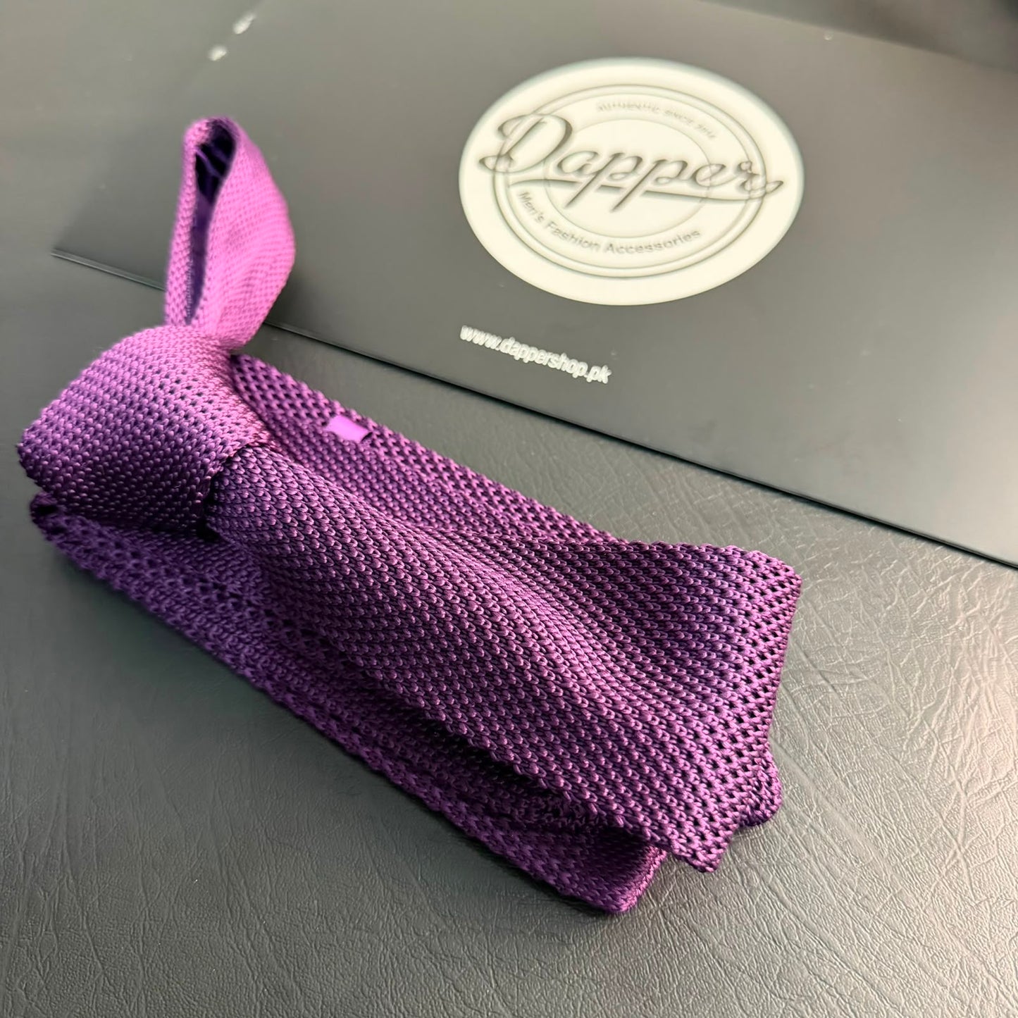 Premium Deep Plum Pointed Knitted Tie For Men (Eggplant)