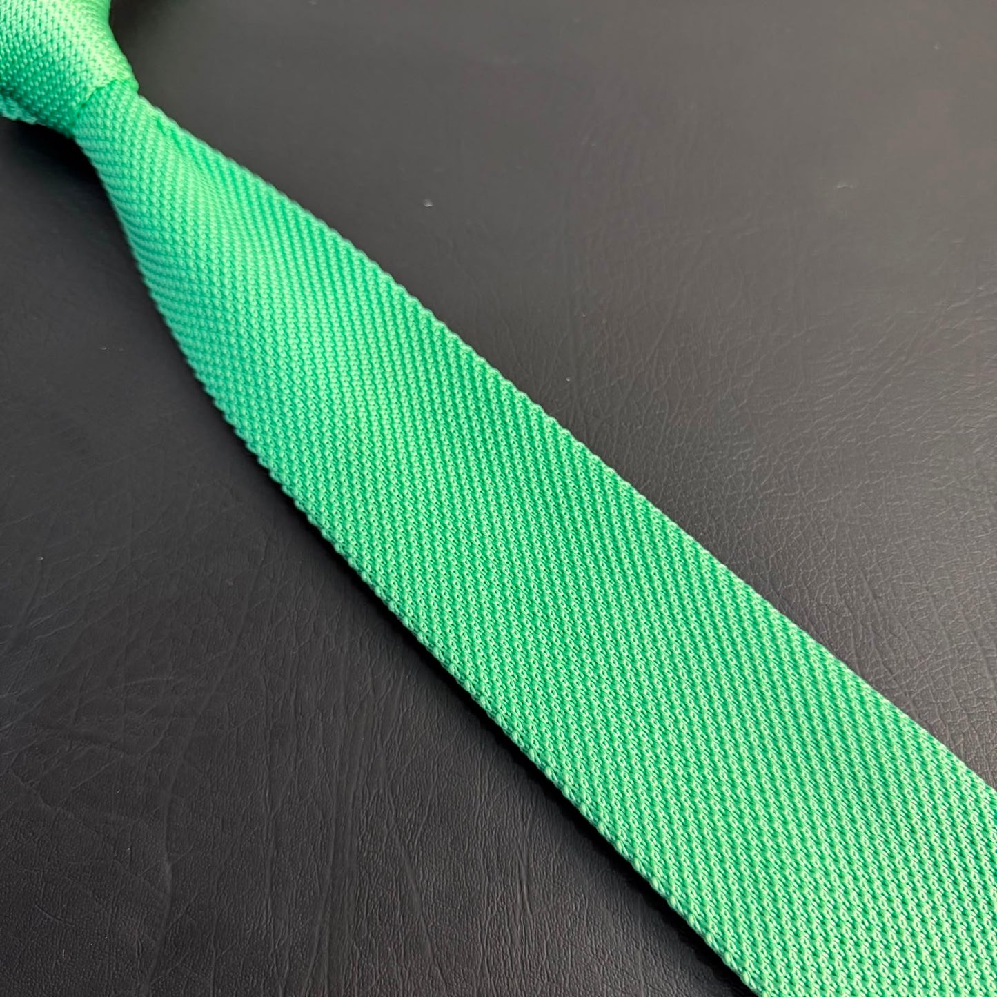 Premium Mint Green Pointed Knitted Tie For Men