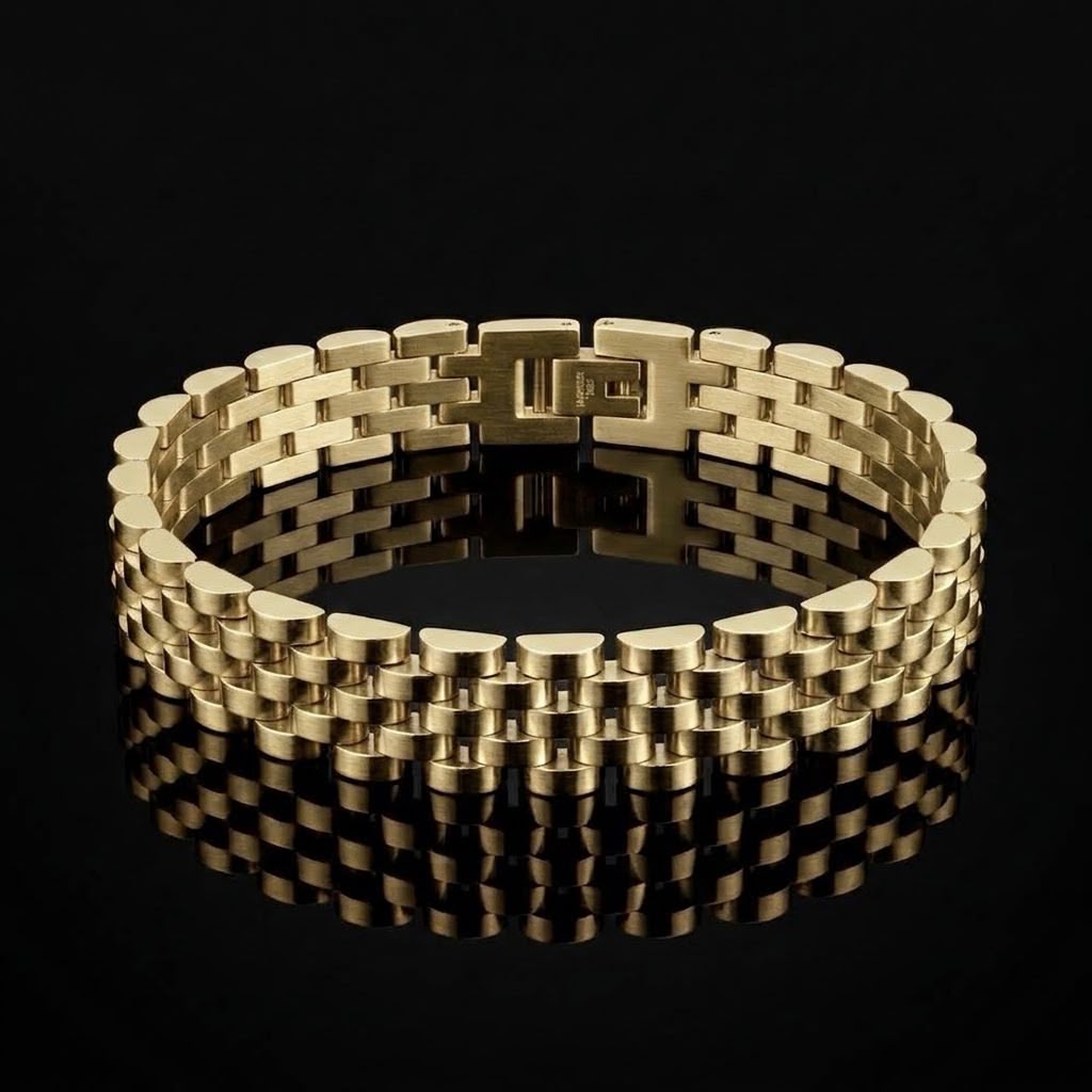 Presidential Link Bracelet – 316L Stainless Steel, 10mm | Golden