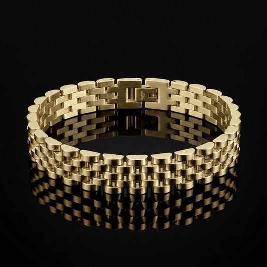 Presidential Link Bracelet – 316L Stainless Steel, 10mm | Golden