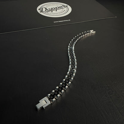 Presidential Link Bracelet – 316L Stainless Steel, 10mm | Black & Silver