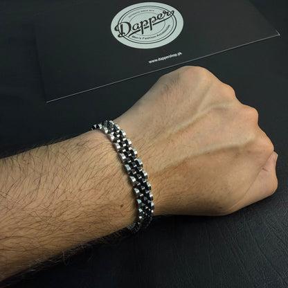 Presidential Link Bracelet – 316L Stainless Steel, 10mm | Black & Silver