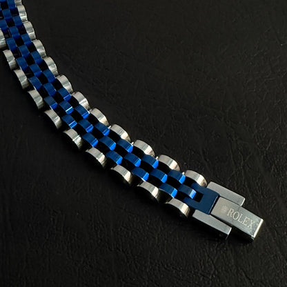 Presidential Link Bracelet – 316L Stainless Steel, 10mm | Blue & Silver