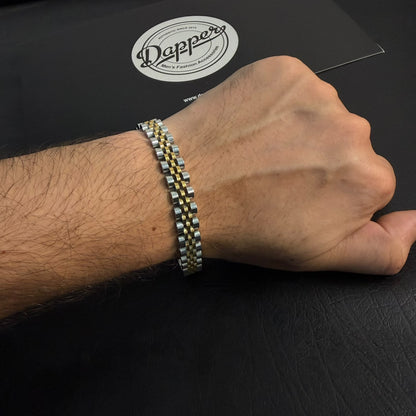 Presidential Link Bracelet – 316L Stainless Steel, 10mm | Golden & Silver