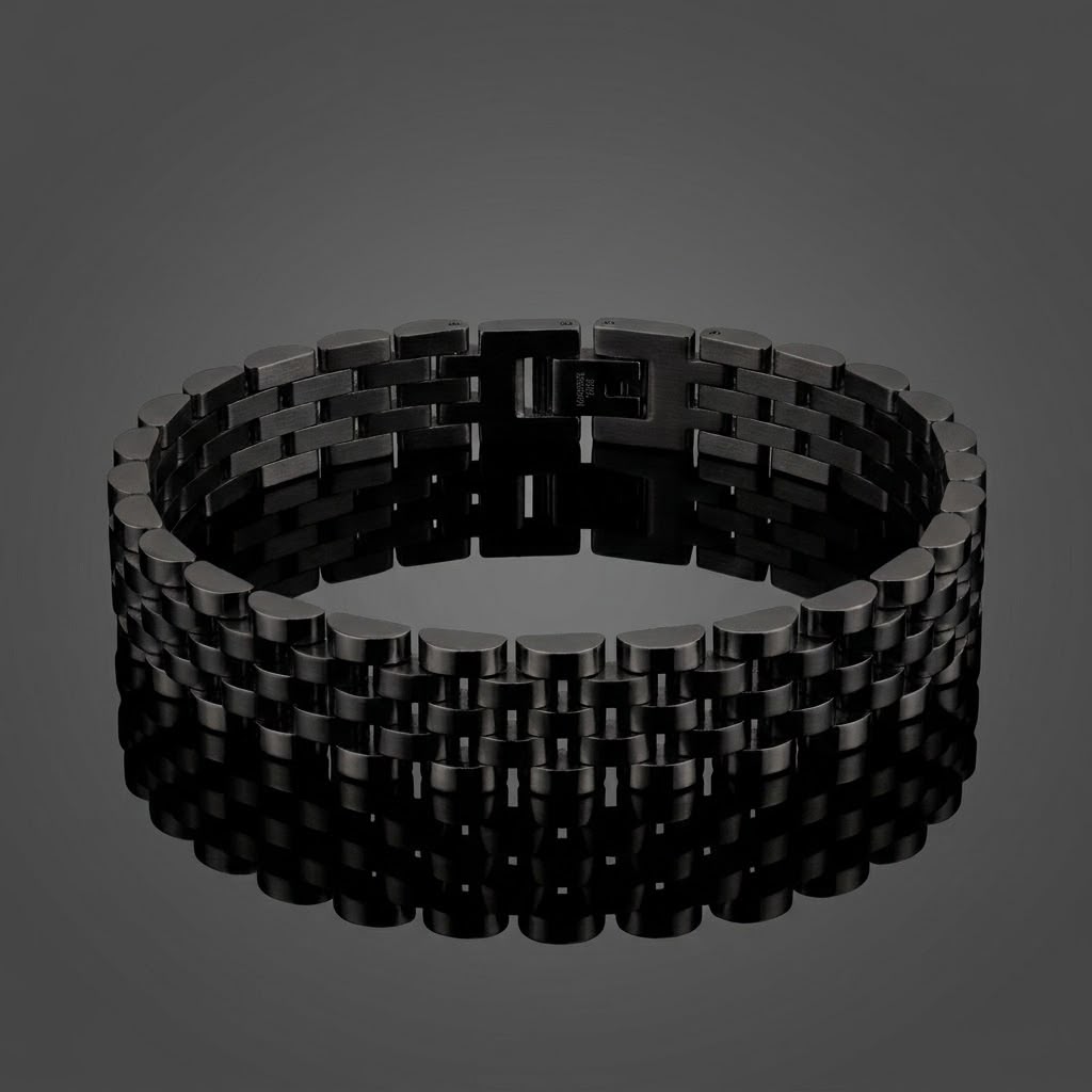 Presidential Link Bracelet – 316L Stainless Steel, 10mm | Black
