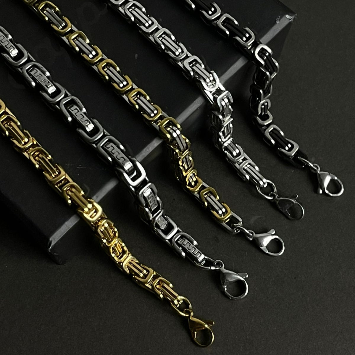 Stainless Steel Byzantine Bracelet For Men