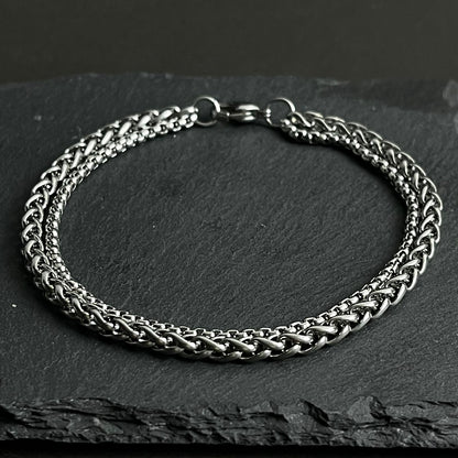Double Chain Silver Bracelet For Men