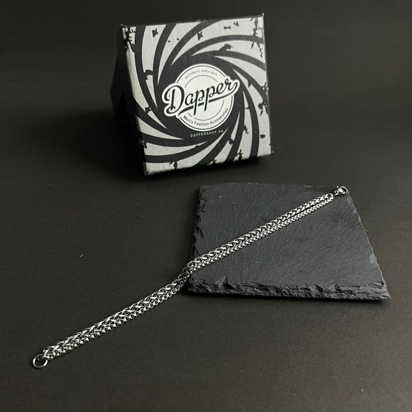 Double Chain Silver Bracelet For Men