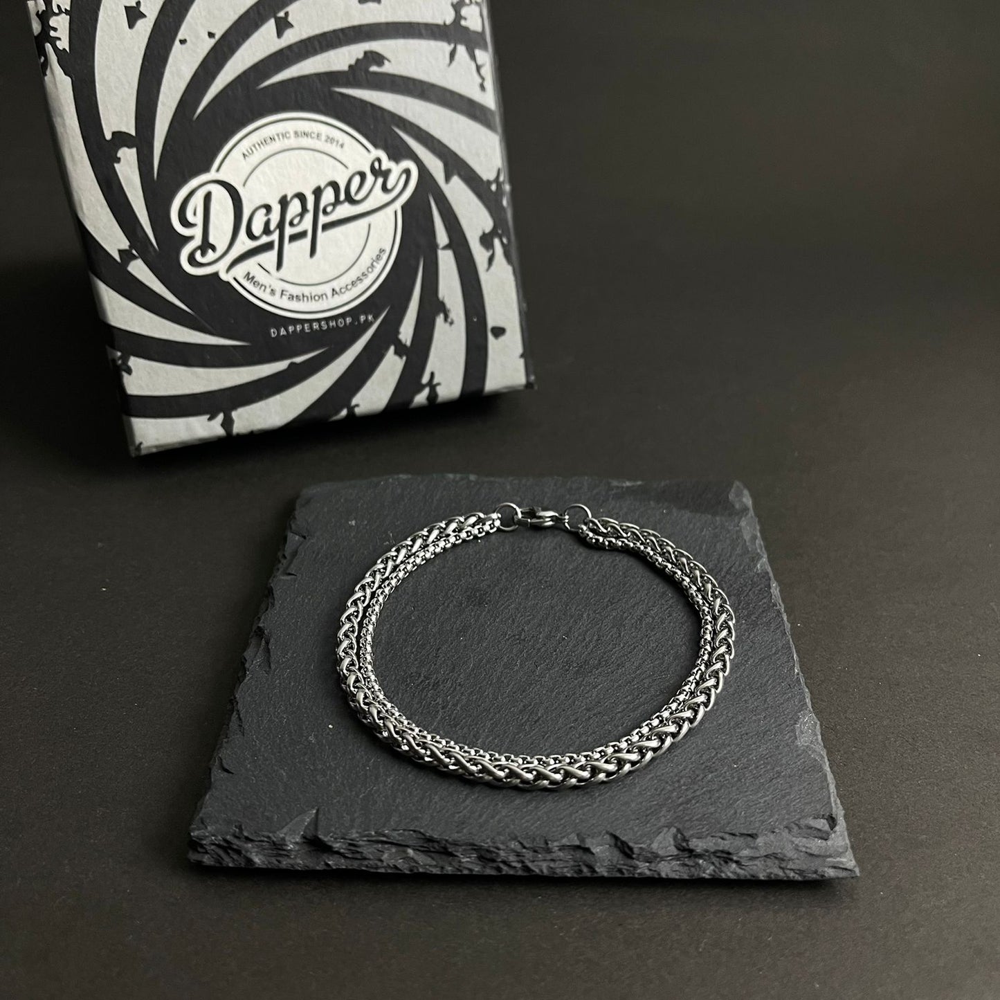 Double Chain Silver Bracelet For Men