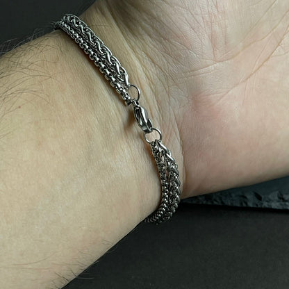 Double Chain Silver Bracelet For Men
