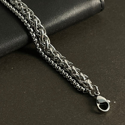 Double Chain Silver Bracelet For Men