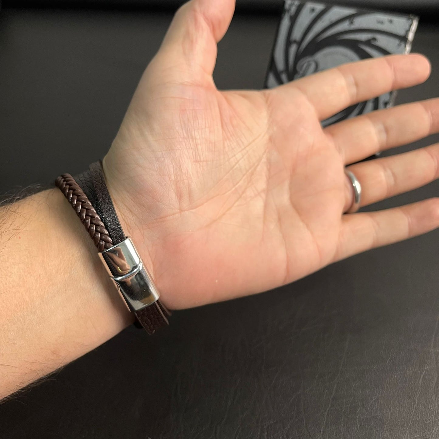 Brown Braided Crown Bracelet For Men