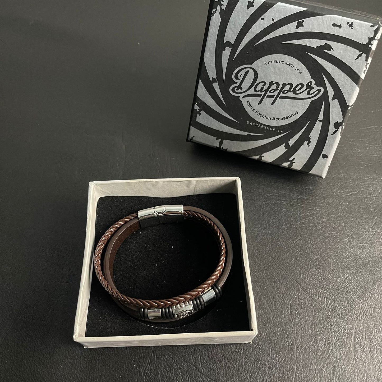 Brown Braided Crown Bracelet For Men