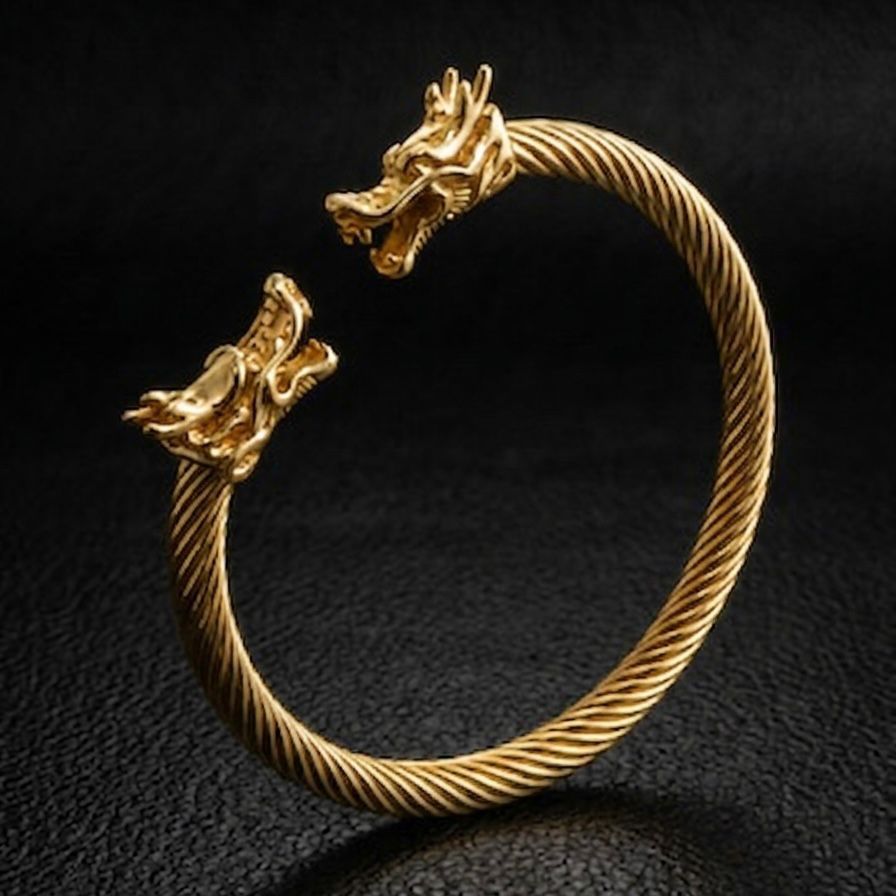 Alpha Dragon Golden Steel Bracelet for Men