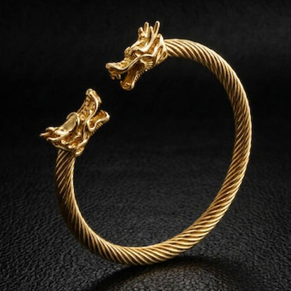 Alpha Dragon Golden Steel Bracelet for Men