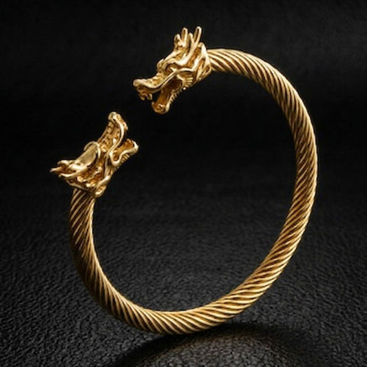 Alpha Dragon Golden Steel Bracelet for Men