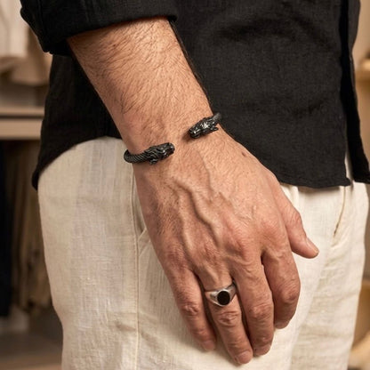 Black stainless steel dragon bracelet for men boys online in Pakistan