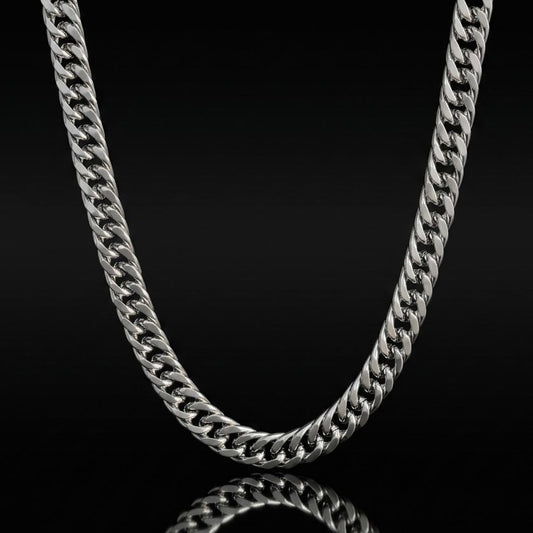 11mm Silver Cuban Link Neck Chain For Men